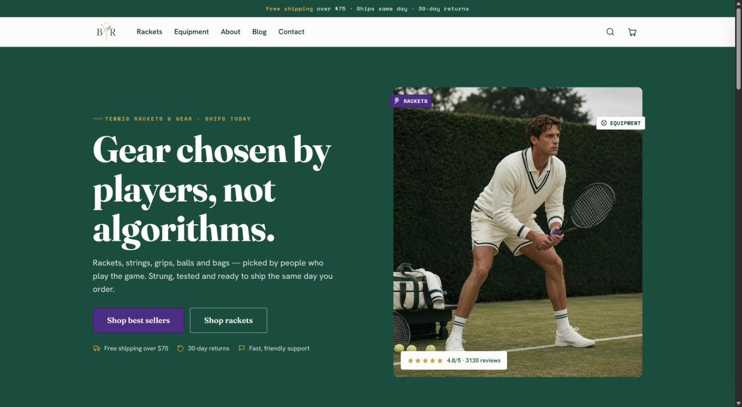 Homepage of Birdie Rackets